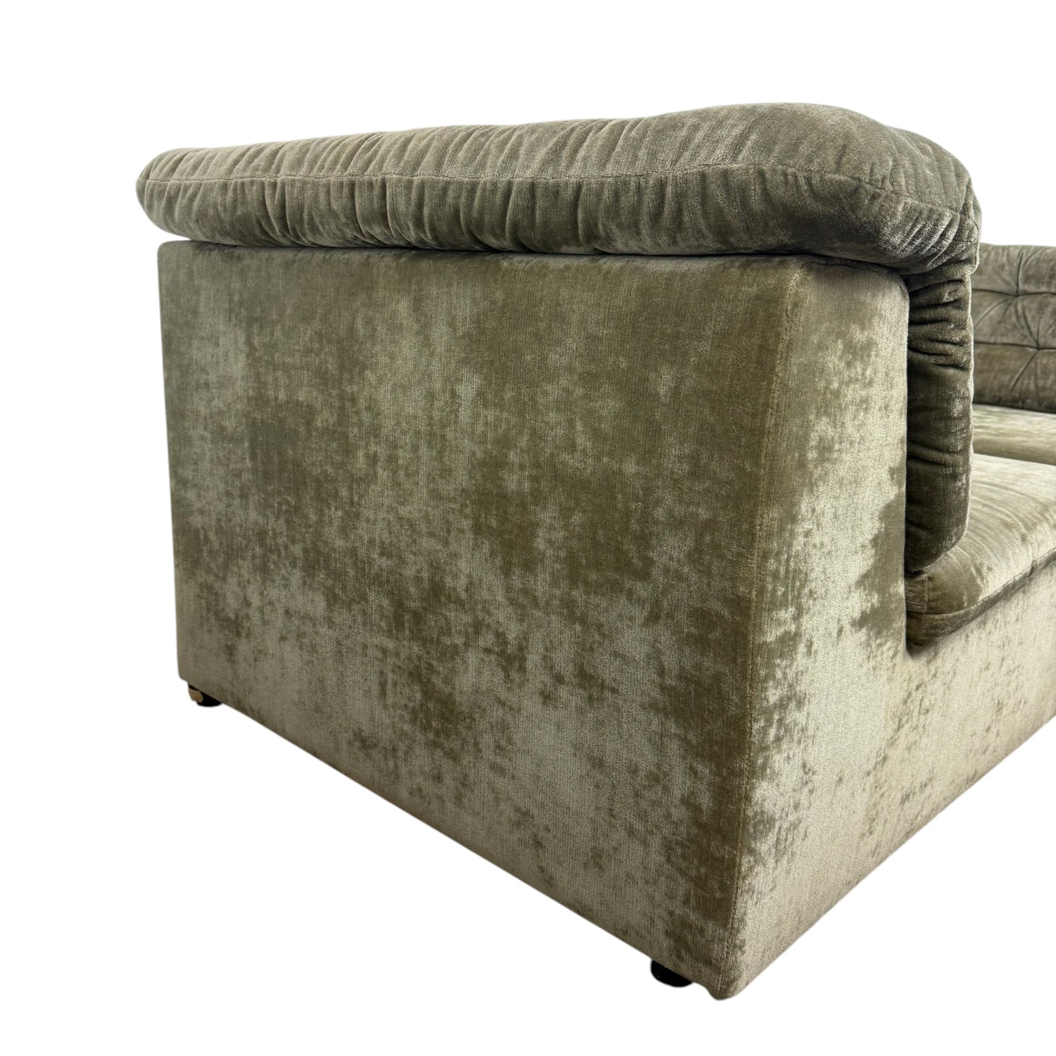 Vintage Modular Velvet Sofa  Olive 2 seater