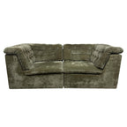 Vintage Modular Velvet Sofa  Olive 2 seater