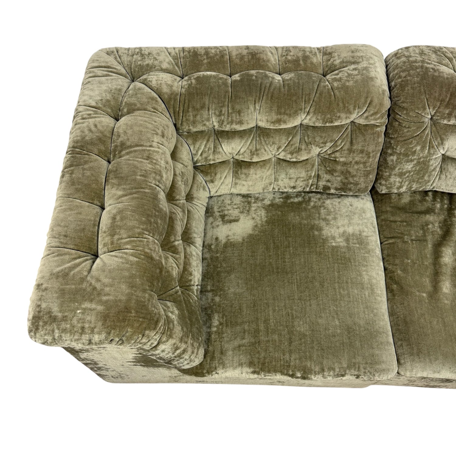 Vintage Modular Velvet Sofa  Olive 2 seater