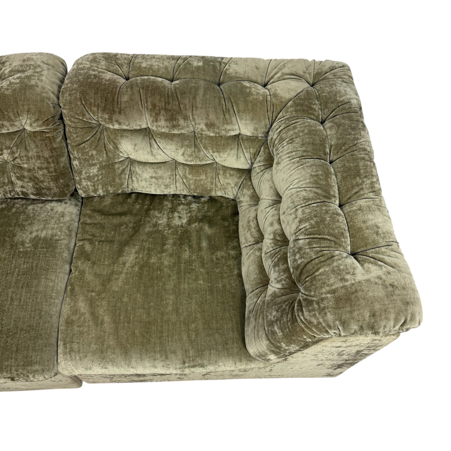 Vintage Modular Velvet Sofa  Olive 2 seater