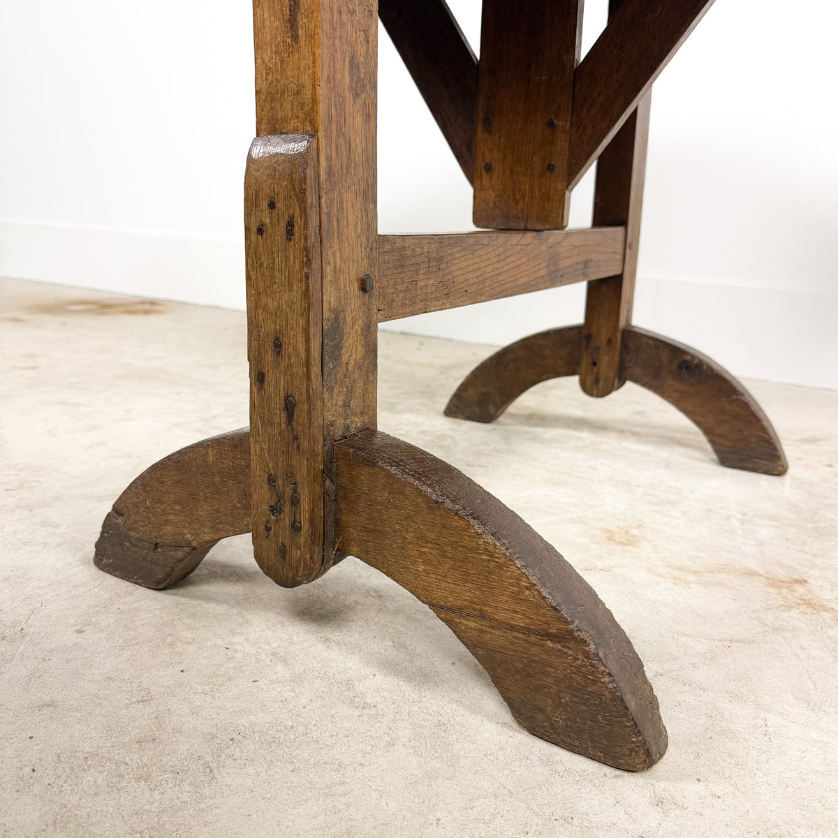 French antique rustic oak wine table
