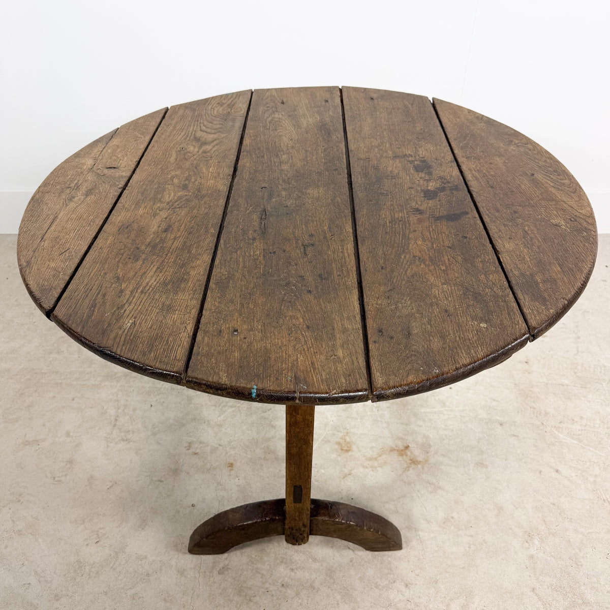 French antique rustic oak wine table
