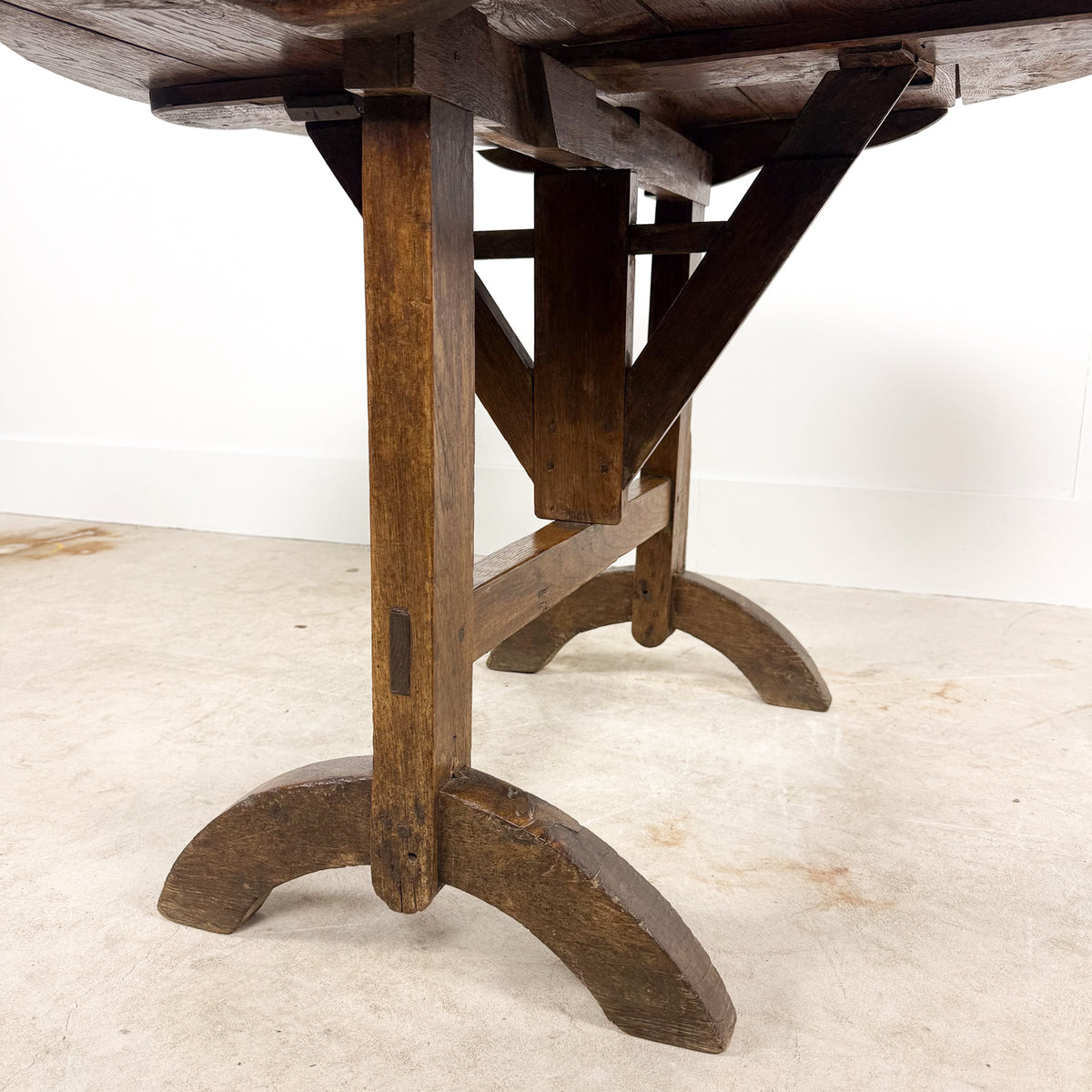 French antique rustic oak wine table