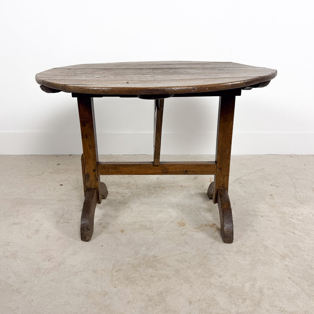 French antique rustic oak wine table