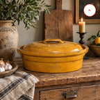 Large Antique French Yellow Glazed Terrine