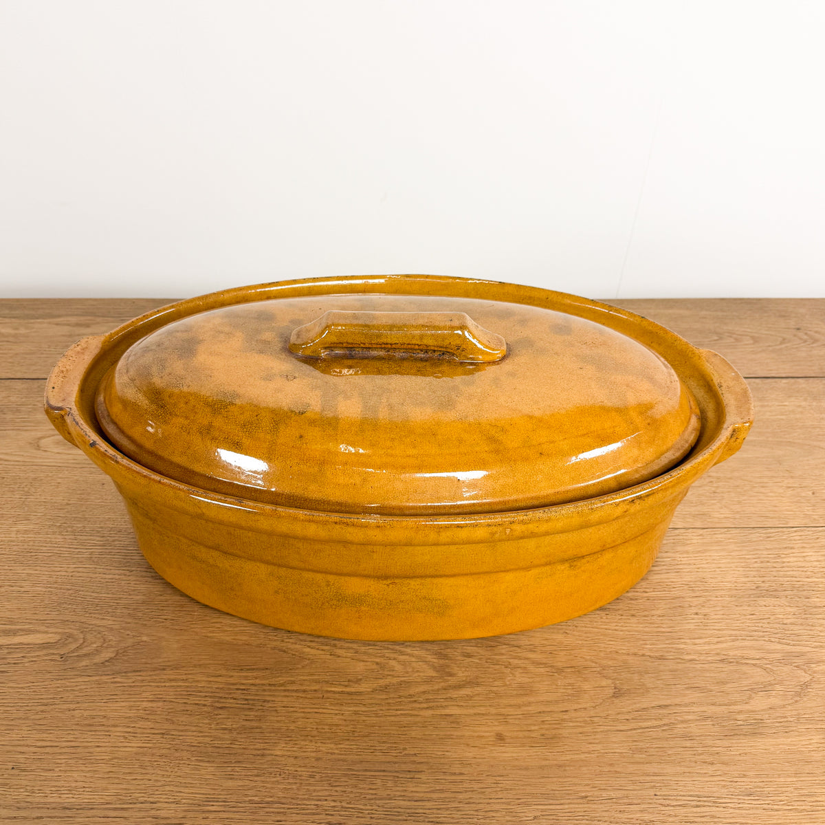 Large Antique French Yellow Glazed Terrine