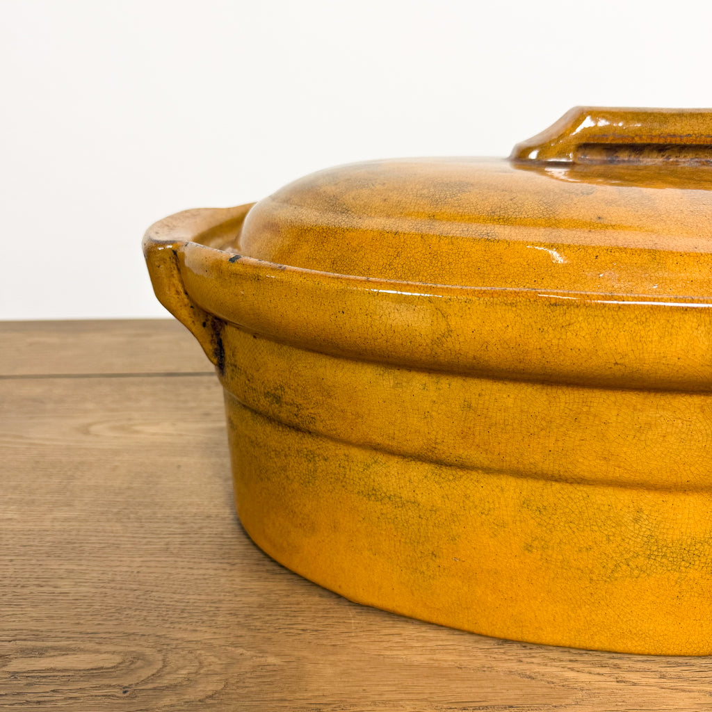 Large Antique French Yellow Glazed Terrine