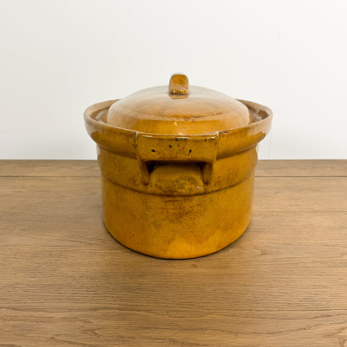 Large Antique French Yellow Glazed Terrine