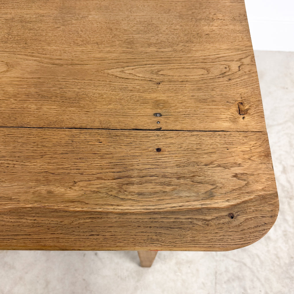 Antieke boerderijkamer tafel van gebleekt eiken met lade