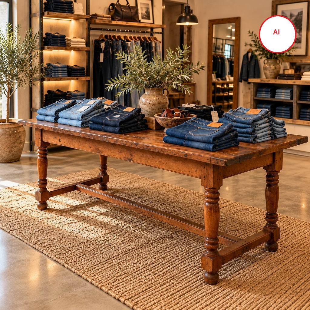 Antique Rustic Oak Farmhouse Dining Table
