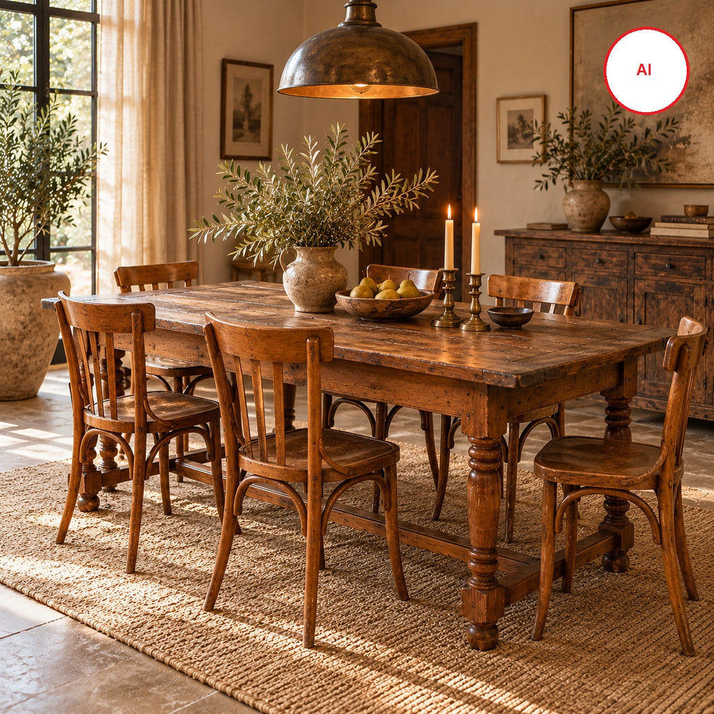 Antique Rustic Oak Farmhouse Dining Table