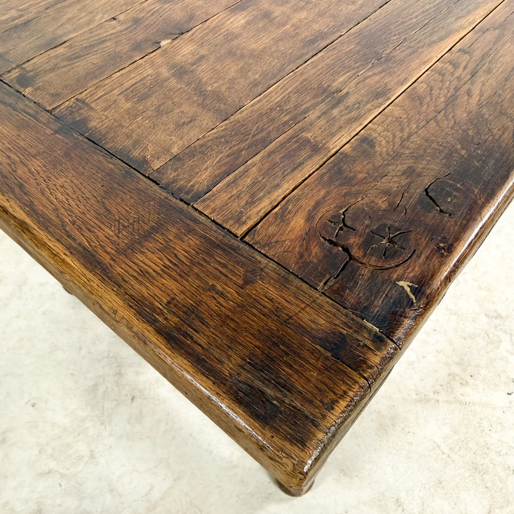 Antique Rustic Oak Farmhouse Dining Table