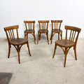 Set van 5 vintage Franse bistrostoelen van Fischel