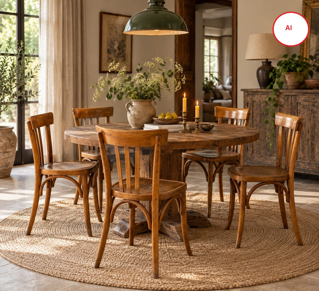 Set van 5 vintage Franse bistrostoelen van Fischel