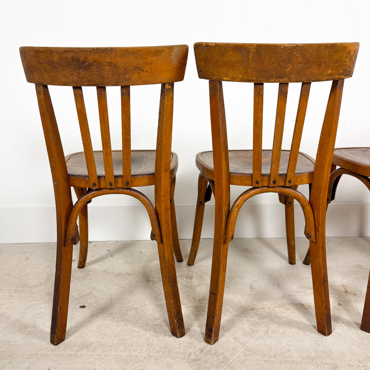 Set van 5 vintage Franse bistrostoelen van Fischel