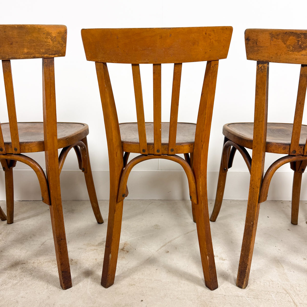 Set van 5 vintage Franse bistrostoelen van Fischel