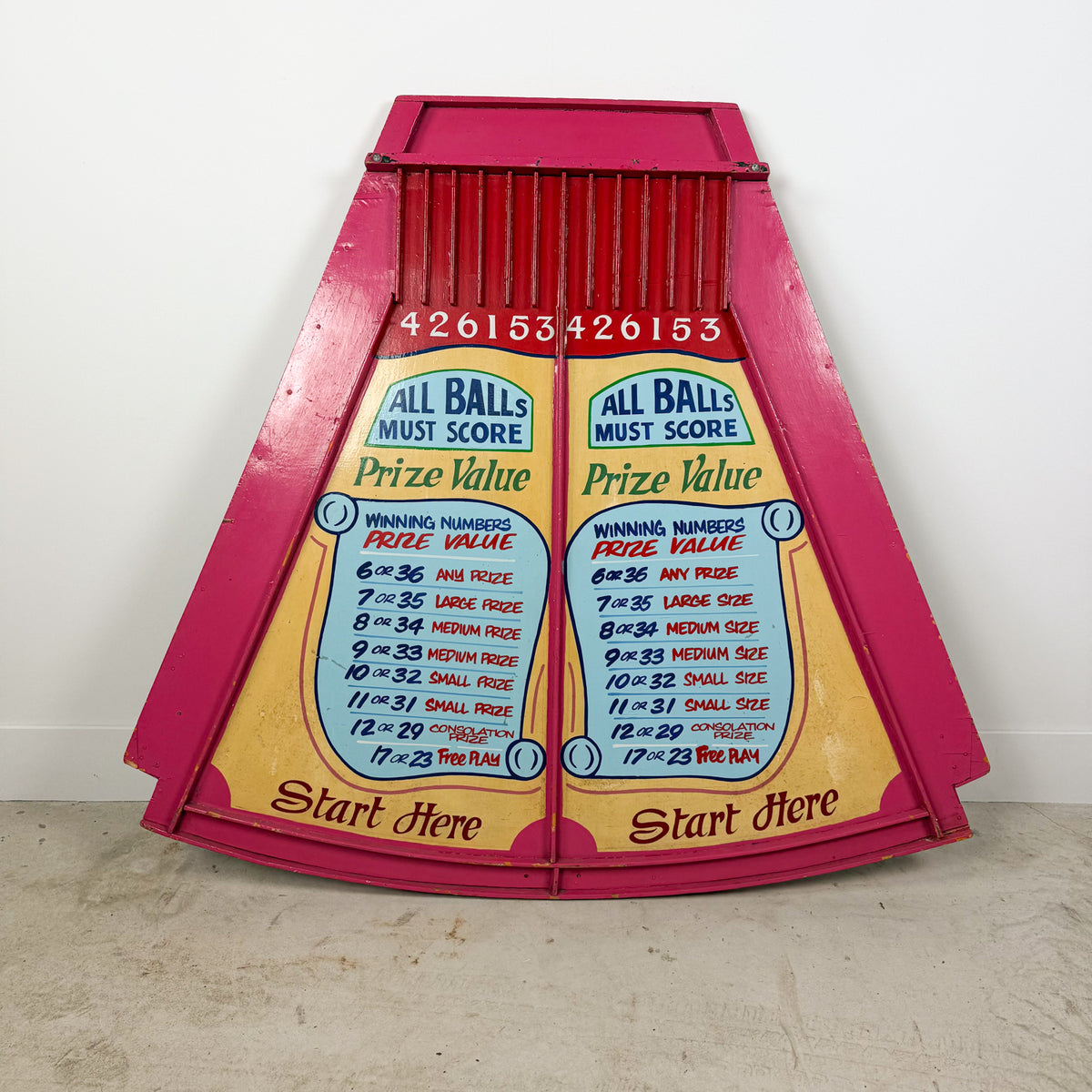 Vintage double Roll a ball carnival game board