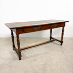 Antique Walnut Writing Table with Turned Legs
