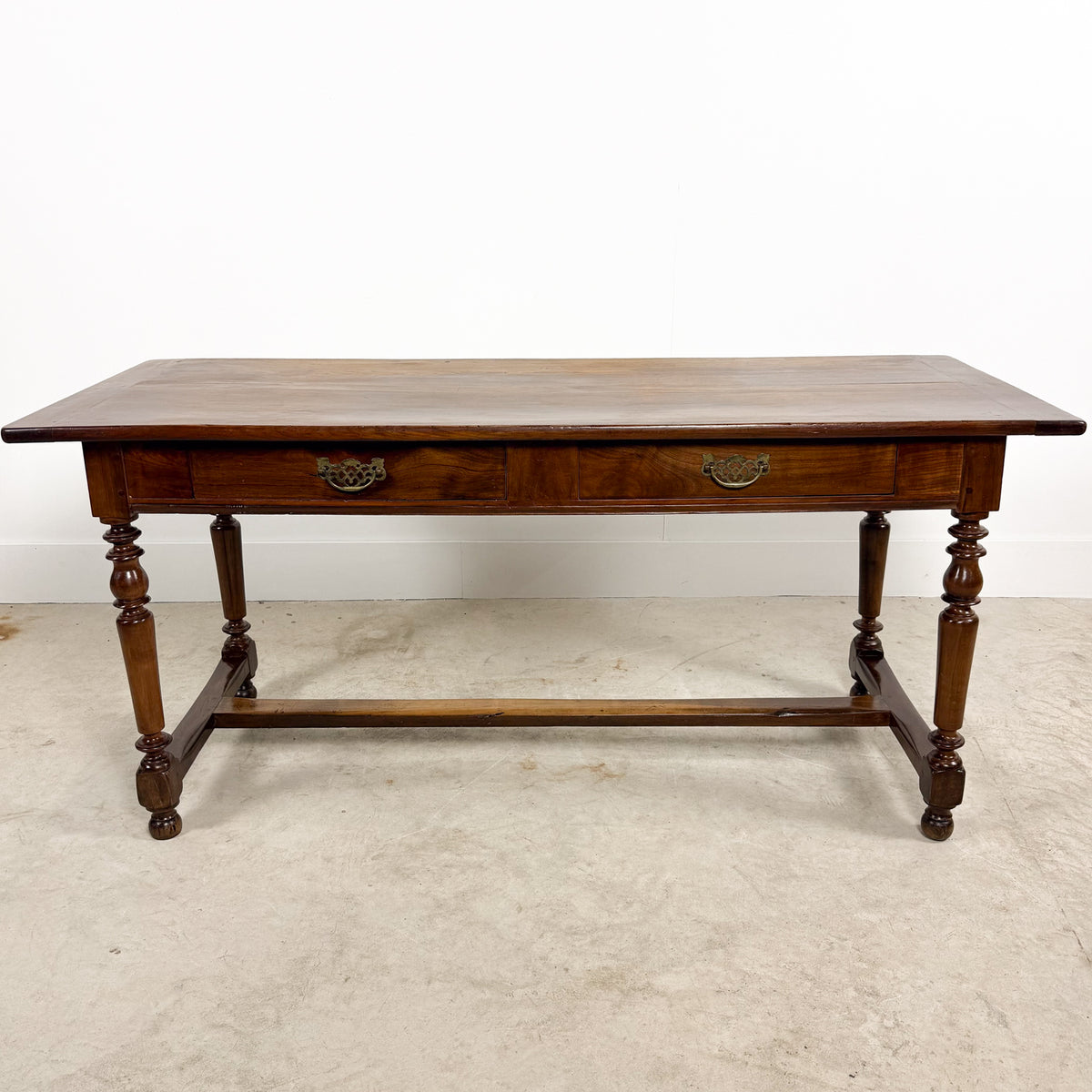Antique Walnut Writing Table with Turned Legs