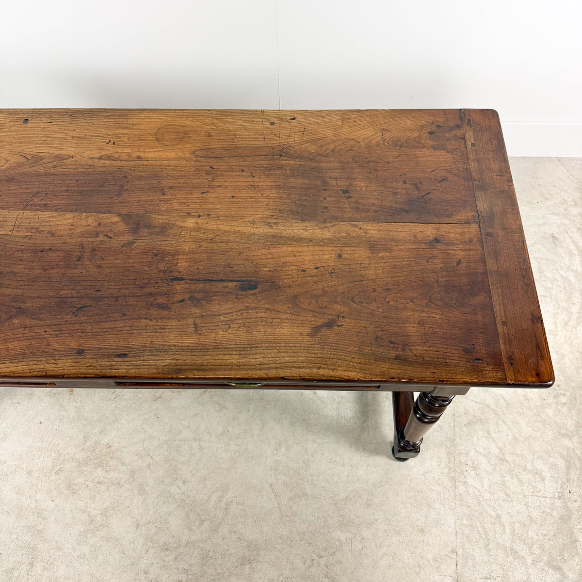 Antique Walnut Writing Table with Turned Legs