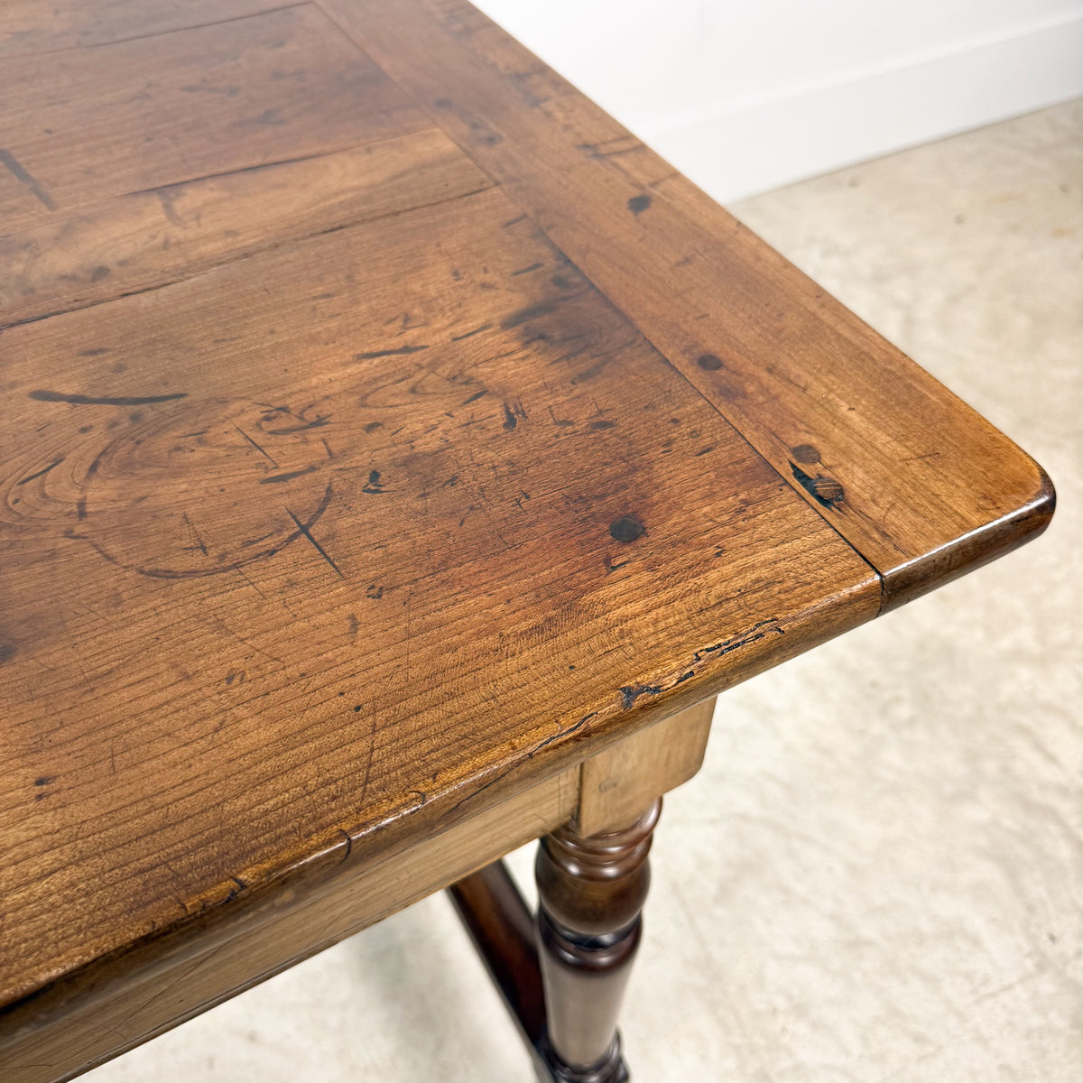 Antique Walnut Writing Table with Turned Legs