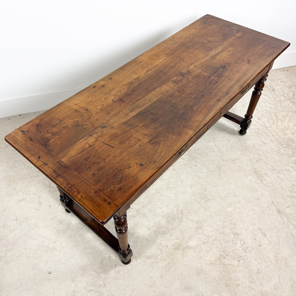 Antique Walnut Writing Table with Turned Legs