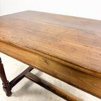 Antique Walnut Writing Table with Turned Legs