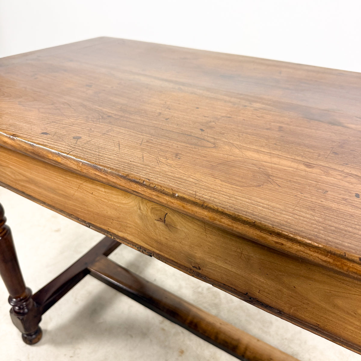 Antique Walnut Writing Table with Turned Legs