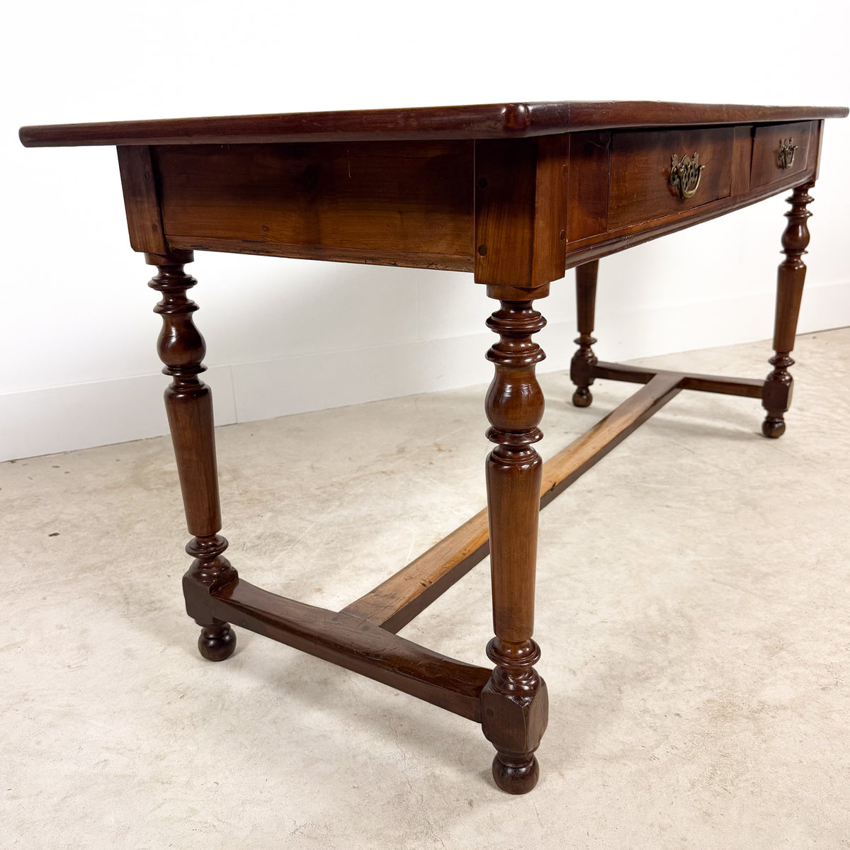 Antique Walnut Writing Table with Turned Legs