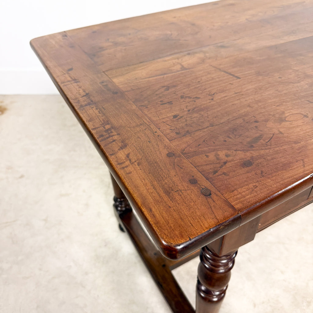 Antique Walnut Writing Table with Turned Legs