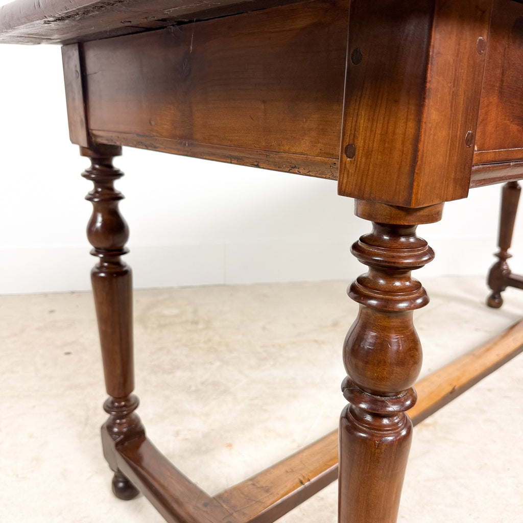 Antique Walnut Writing Table with Turned Legs
