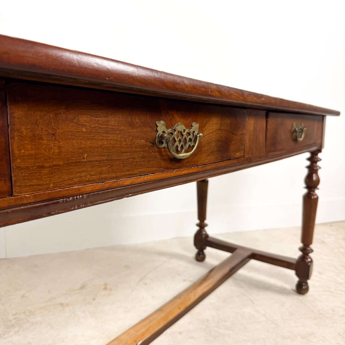 Antique Walnut Writing Table with Turned Legs