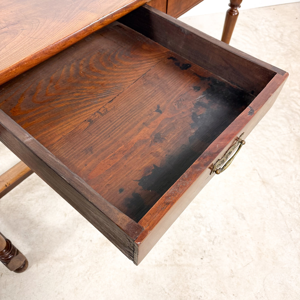 Antique Walnut Writing Table with Turned Legs