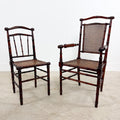 Antique Faux Bamboo Chairs with Cane Seats and Backrest