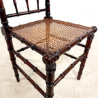 Antique Faux Bamboo Chairs with Cane Seats and Backrest