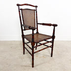 Antique Faux Bamboo Chairs with Cane Seats and Backrest