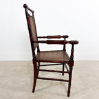 Antique Faux Bamboo Chairs with Cane Seats and Backrest