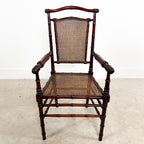 Antique Faux Bamboo Chairs with Cane Seats and Backrest