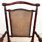 Antique Faux Bamboo Chairs with Cane Seats and Backrest