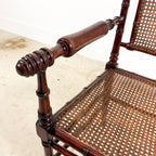 Antique Faux Bamboo Chairs with Cane Seats and Backrest