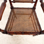 Antique Faux Bamboo Chairs with Cane Seats and Backrest