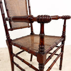 Antique Faux Bamboo Chairs with Cane Seats and Backrest