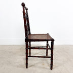 Antique Faux Bamboo Chairs with Cane Seats and Backrest
