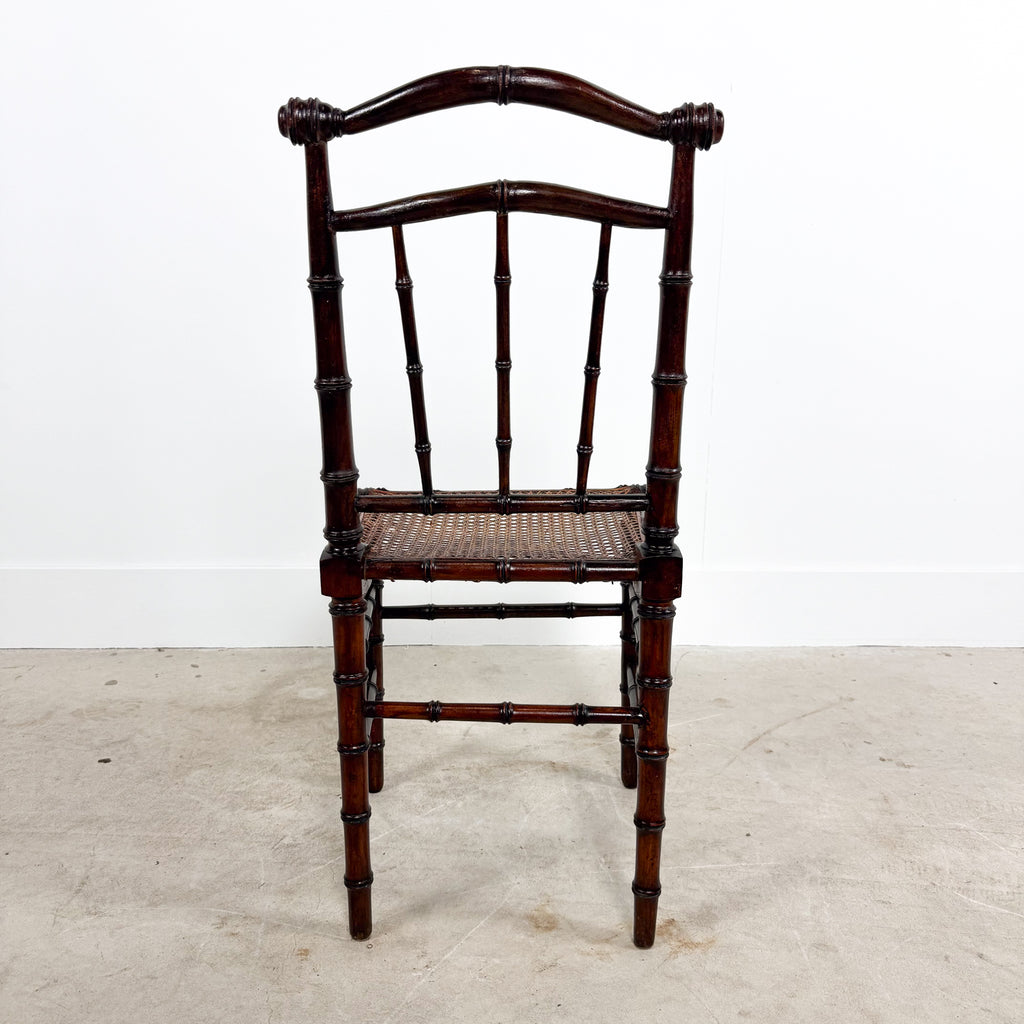 Antique Faux Bamboo Chairs with Cane Seats and Backrest