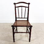Antique Faux Bamboo Chairs with Cane Seats and Backrest