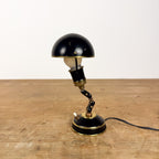 Vintage verstelbare bureaulamp zwart met messing details