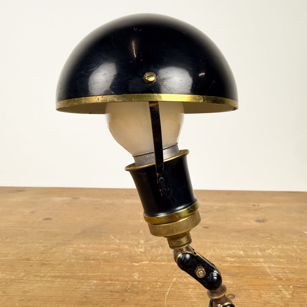 Vintage verstelbare bureaulamp zwart met messing details
