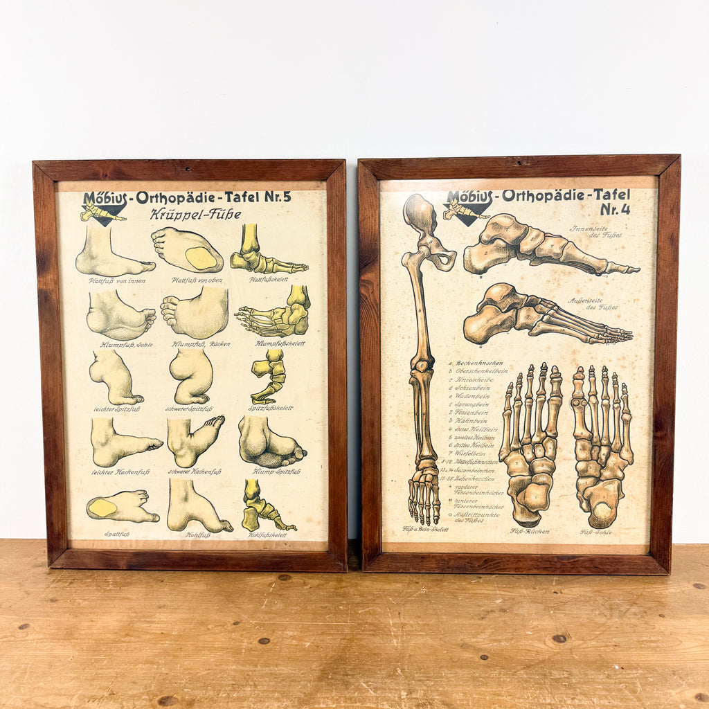 Set van 2 vintage Duitse anatomische orthopedische voetposters