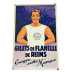 Antique French Advertising Poster Gilets de Flanelle de Reims 1920s