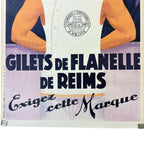 Antique French Advertising Poster Gilets de Flanelle de Reims 1920s